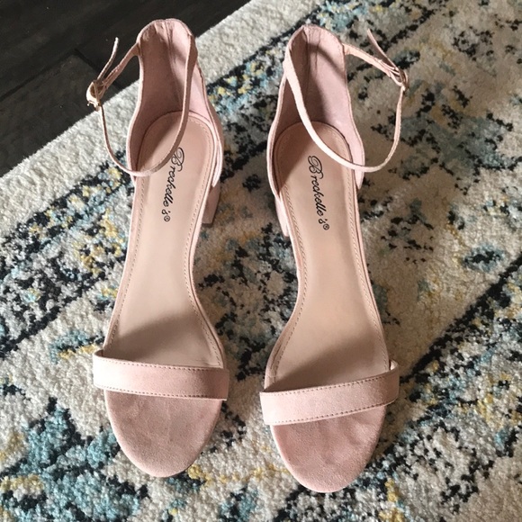 blush low block heel